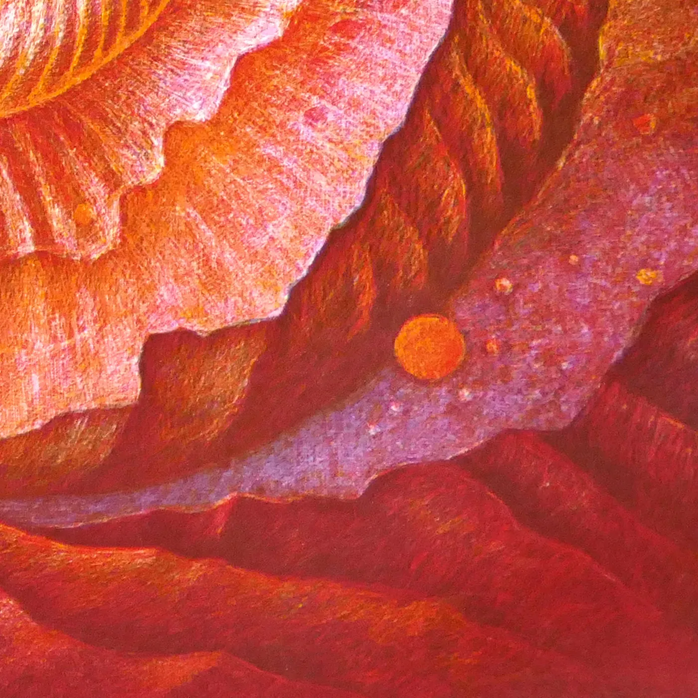 Detail view: layered colours with a glowing orb at original size